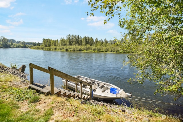 view of dock featuring a water view