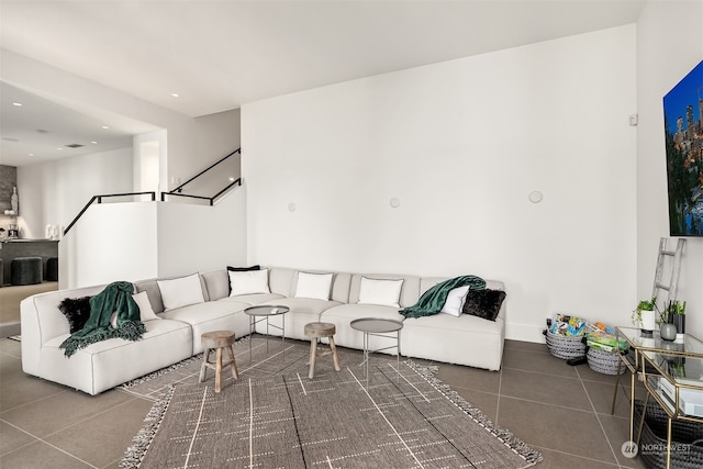 view of tiled living room