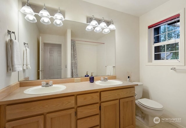 bathroom with toilet and vanity