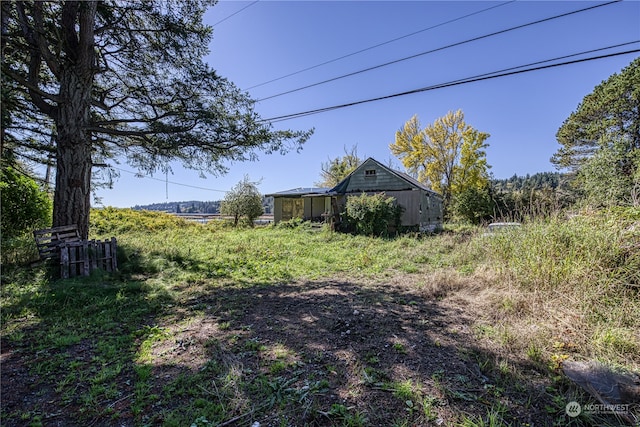 view of yard featuring an outdoor structure