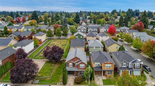 birds eye view of property with a residential view