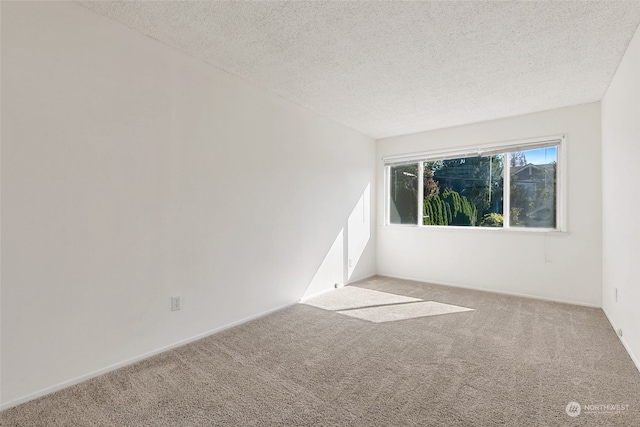 carpeted empty room with a textured ceiling