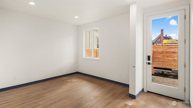 interior space with light hardwood / wood-style floors