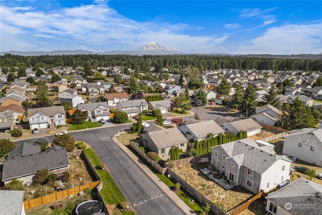 bird's eye view with a mountain view and a residential view