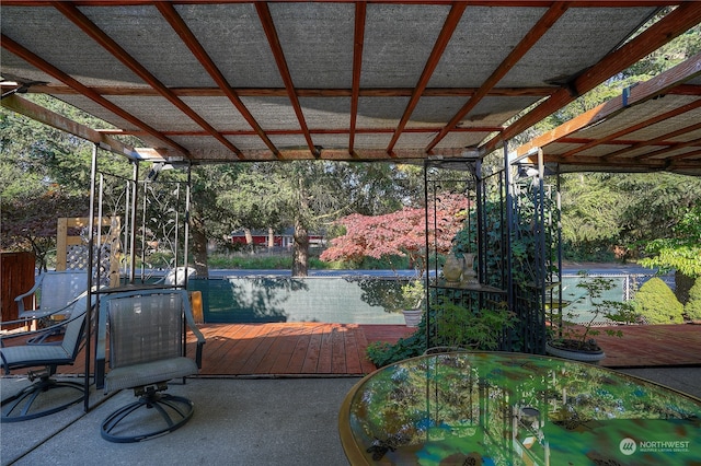 view of patio / terrace featuring a deck and a pergola