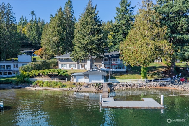 view of dock featuring a water view