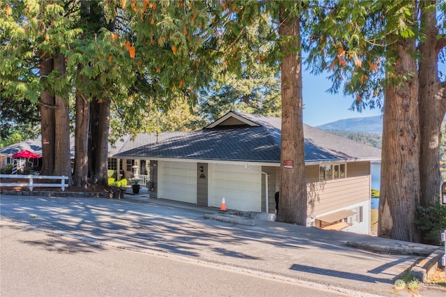 exterior space featuring a mountain view