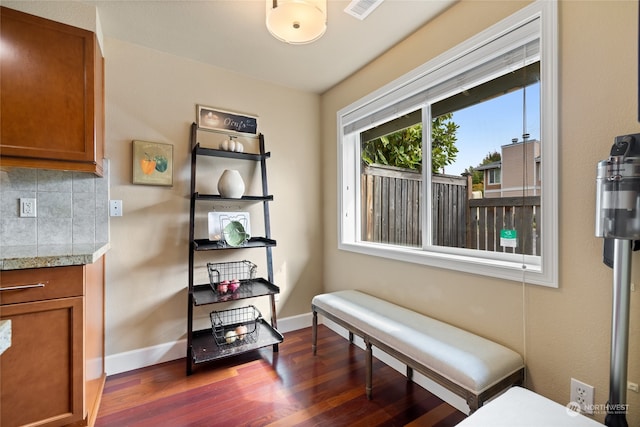 sitting room featuring dark hardwood / wood-style flooring