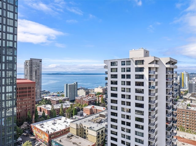 view of city featuring a water view