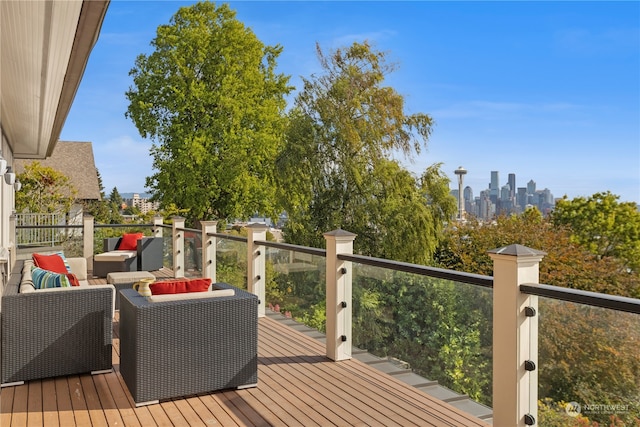 wooden deck with outdoor lounge area