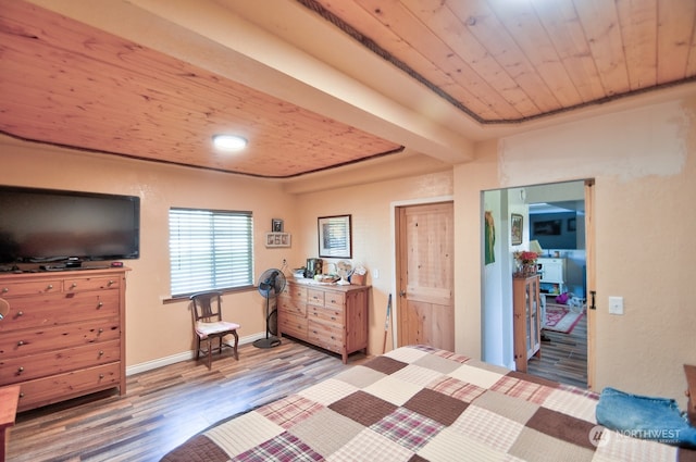 office space with wood ceiling and hardwood / wood-style flooring