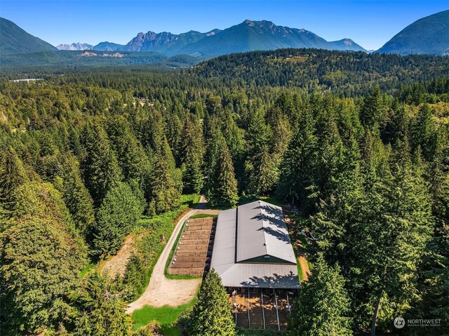 bird's eye view featuring a mountain view