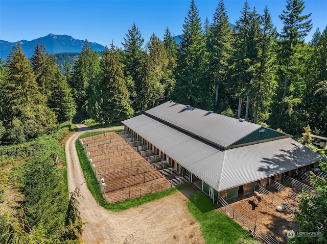 bird's eye view with a mountain view