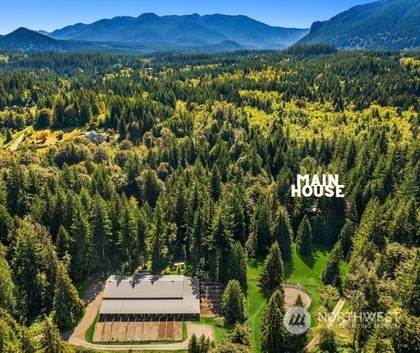 aerial view featuring a mountain view