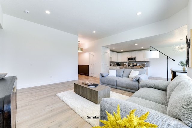 living room with light wood-type flooring