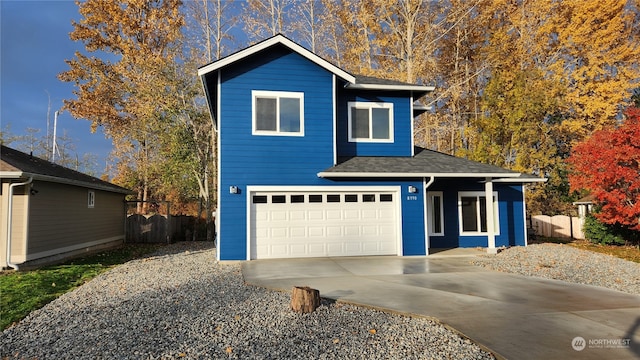 view of front facade with a garage