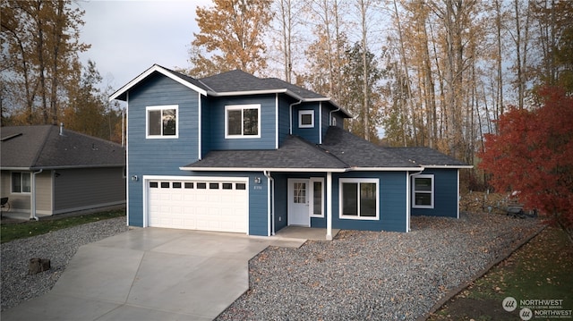 view of front property with a garage