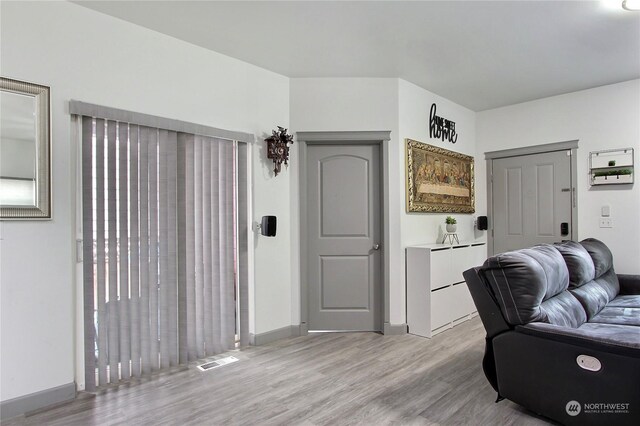 living room featuring light hardwood / wood-style flooring