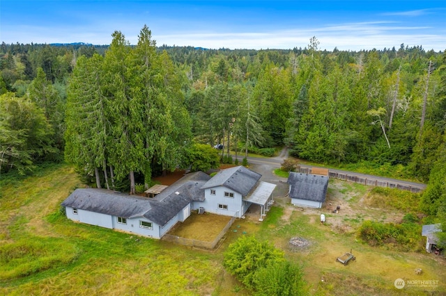 bird's eye view featuring a view of trees