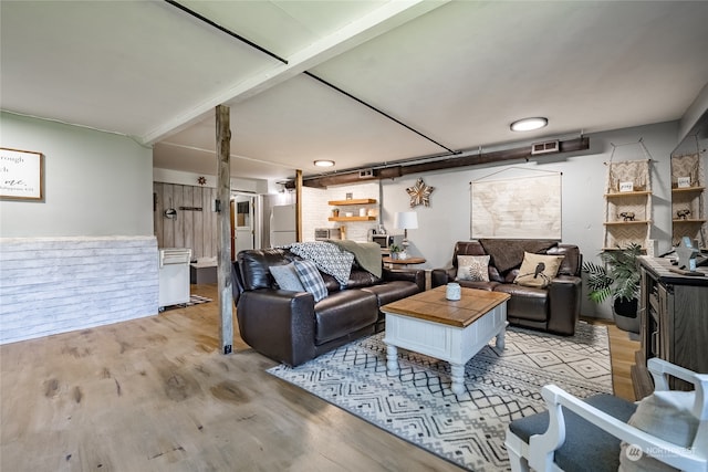 living room with light wood-type flooring