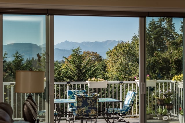 balcony with a mountain view