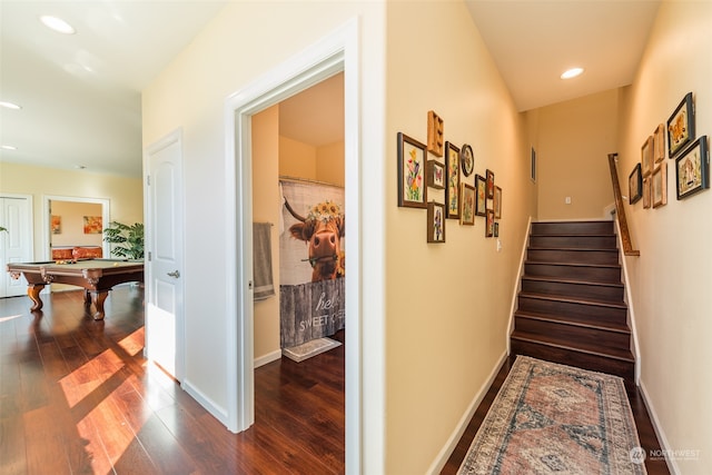 hall featuring dark hardwood / wood-style floors