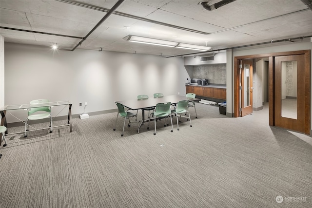 view of carpeted dining room