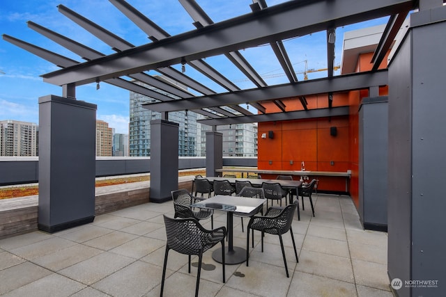 view of patio / terrace featuring a pergola