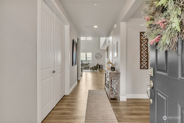 entrance foyer with hardwood / wood-style flooring