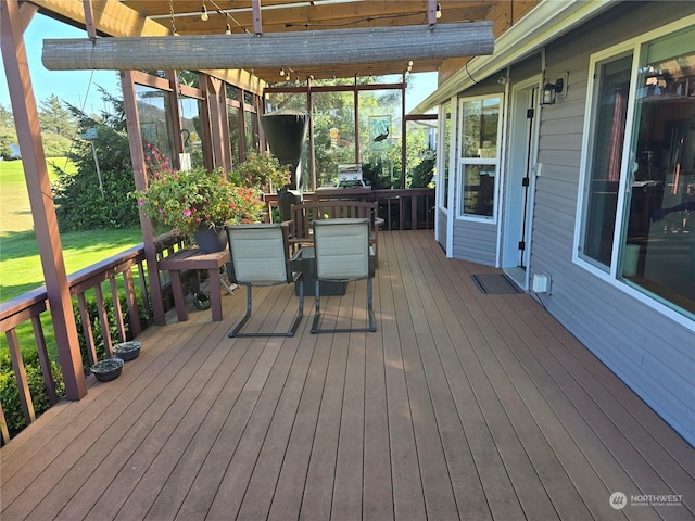 538 Canal Dr NE, Ocean Shores, WA 98569 - wooden terrace featuring outdoor dining space