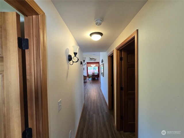 538 Canal Dr NE, Ocean Shores, WA 98569 - hallway with dark wood-style floors