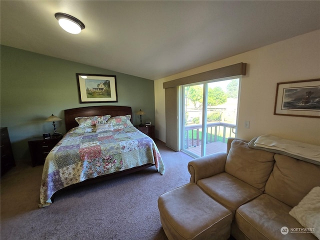 538 Canal Dr NE, Ocean Shores, WA 98569 - carpeted bedroom with lofted ceiling and access to exterior