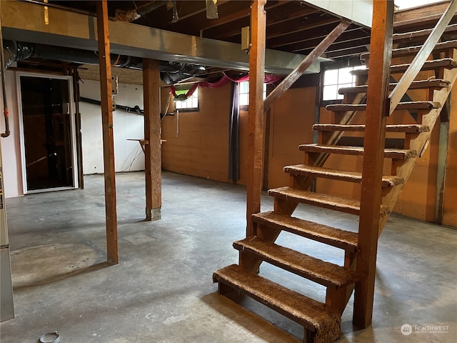 basement with a healthy amount of sunlight