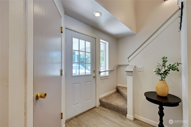 doorway featuring light wood-type flooring