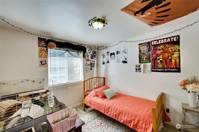 bedroom with hardwood / wood-style floors