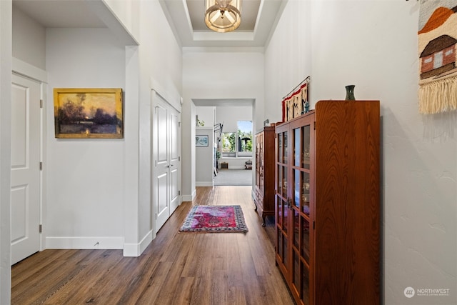 hallway featuring dark hardwood / wood-style floors