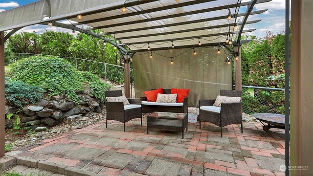 3307 SW 331st St, Federal Way, WA 98023 - view of patio with outdoor lounge area, a pergola, and fence