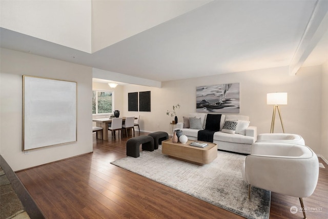 living room featuring dark hardwood / wood-style floors