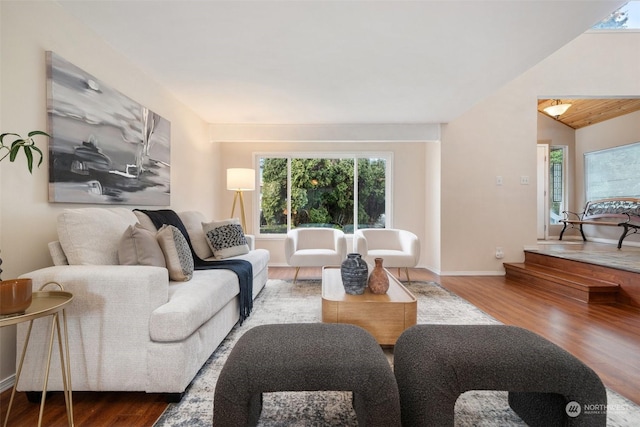 living room with hardwood / wood-style flooring