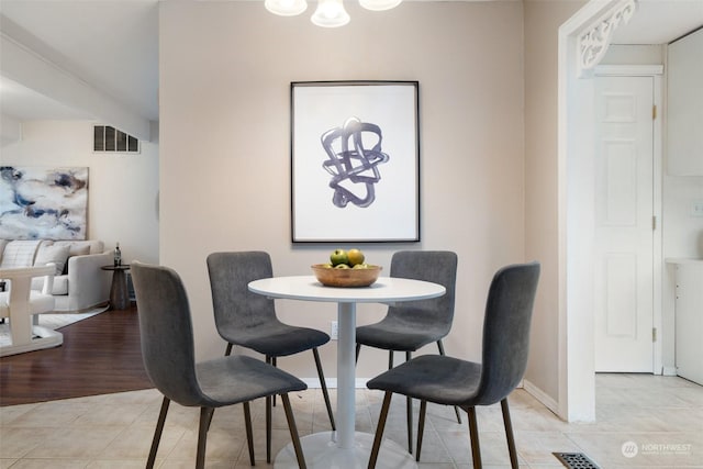 view of tiled dining room