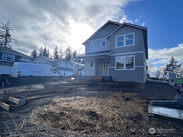 view of front of house featuring board and batten siding