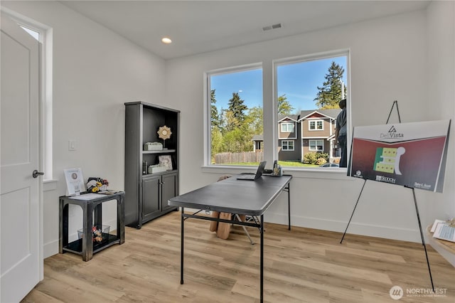 16212 76th Avenue Ct E, Puyallup, WA 98375 - office space with light wood-type flooring, baseboards, visible vents, and recessed lighting