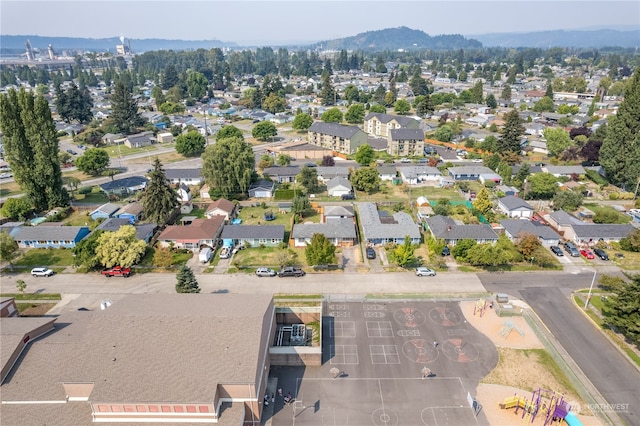 aerial view with a mountain view