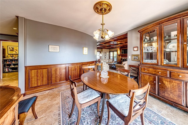 dining area with a chandelier