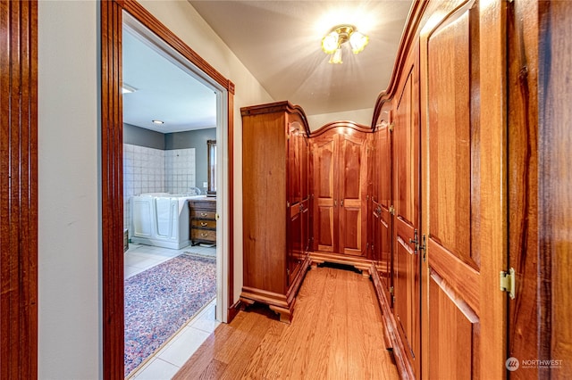 hall featuring light wood-type flooring