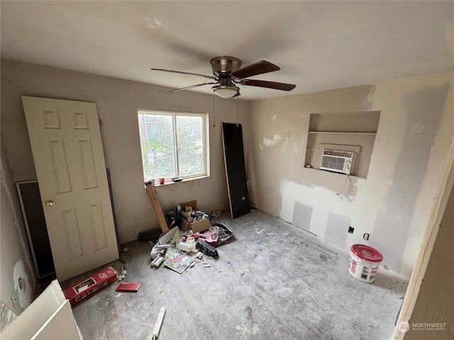 interior space featuring cooling unit and ceiling fan