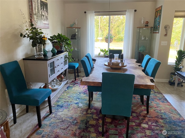 tiled dining area featuring plenty of natural light