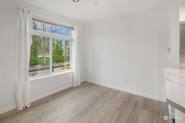 spare room with light hardwood / wood-style flooring