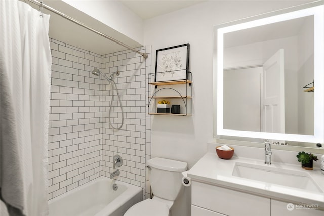 full bathroom featuring vanity, toilet, and shower / bath combo