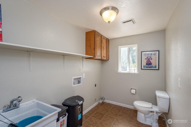 laundry room with hookup for a washing machine, sink, electric dryer hookup, and hookup for a gas dryer